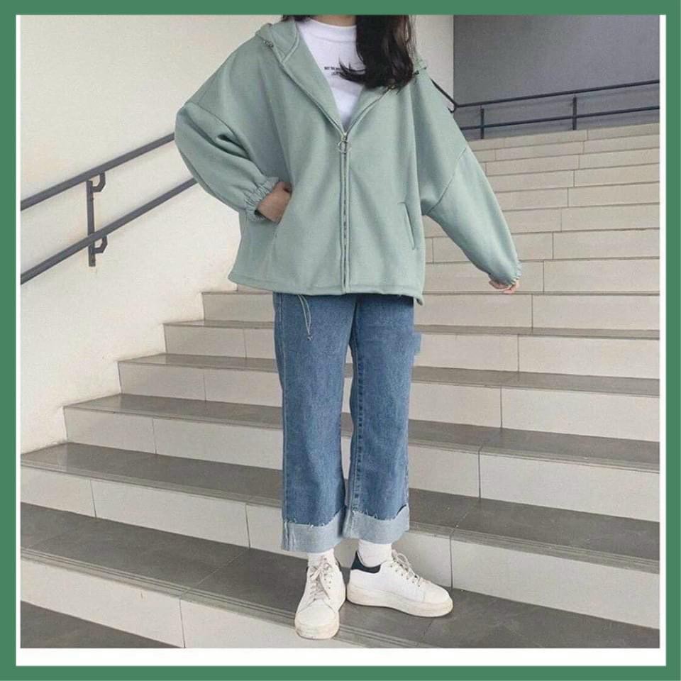 Áo Khoác Hoodie Zip Nỉ Bông Khóa Kéo Cánh Dơi Form Rộng Trơn Basic Nam Nữ Oversize - La mode | BigBuy360 - bigbuy360.vn