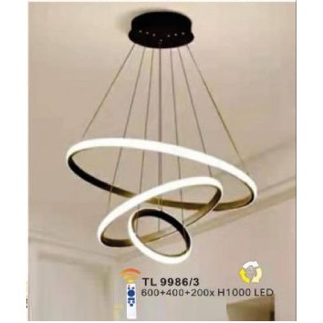 Đèn thả trang trí thả trần 3 vòng led có điều kiển remote WL