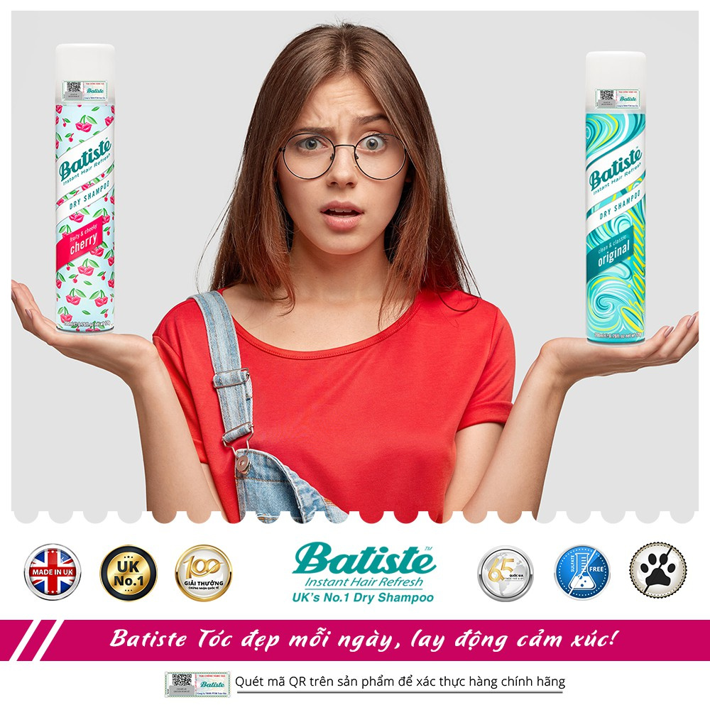 Dầu Gội Khô Batiste Mini 50ml Dry Shampoo Nhập Khẩu 100% Từ Anh Quốc, Có Tem Cào Điện Tử