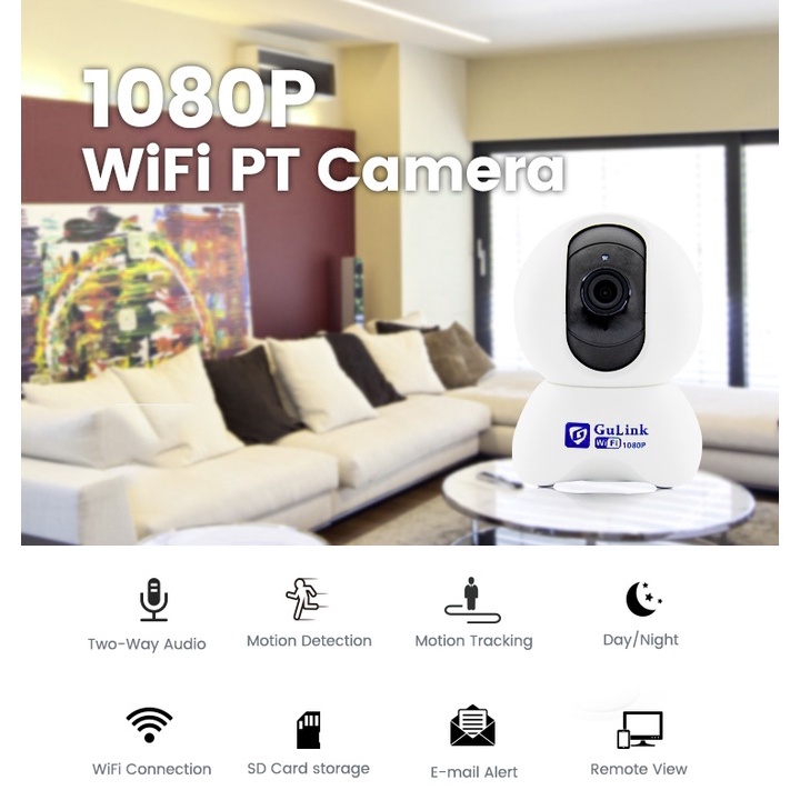 Camera IP wifi Gulink GL801 FullHD quay 360 độ đàm thoại 2 chiều - phát hiện chuyển động (Trắng)