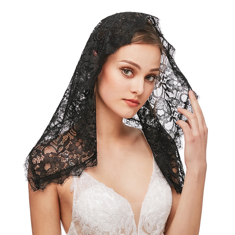 Mạng Che Mặt Nhà Thờ Vải Ren Hoa Thiết Kế La Tinh Mantilla Ngắn Sca