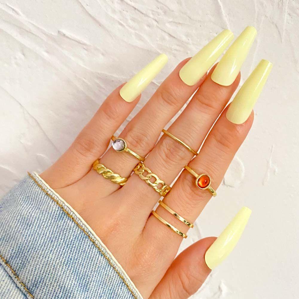 Set 6 Nhẫn Hợp Kim Hình Trái Tim Thời Trang Cho Nữ|Trang Sức Thời Trang Nhiều Màu Sắc|Nhẫn Khớp Ngón Tay Độc Đáo Cá Tính