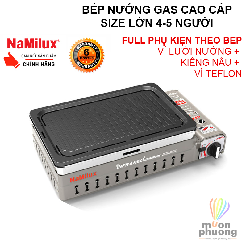 Bếp nướng gas Namilux GM2120PS hồng ngoại size lớn 4-5 người cắm trại dã ngoại BBQ ngoài trời - MUÔN PHƯƠNG SHOP