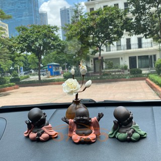 Tượng gốm chú tiểu trang trí taplo , tượng chú tiểu an nhiên( ảnh thật)
