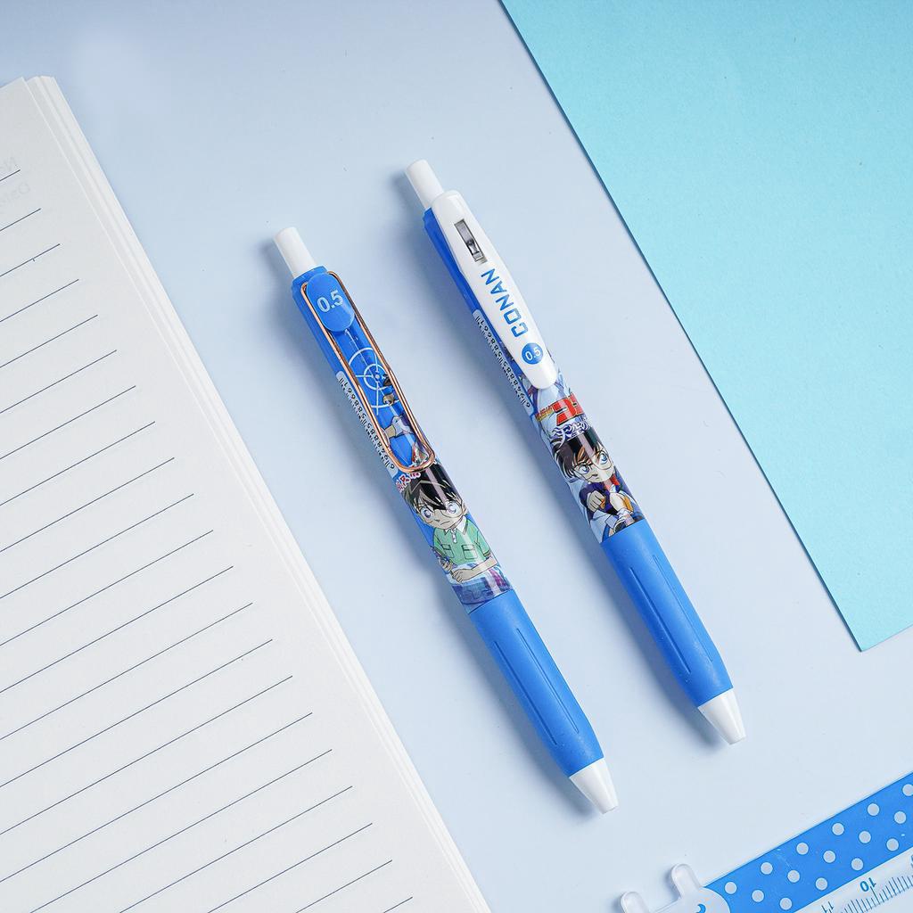 Bút bi mực gel đen cao cấp ngòi 0.5mm hình in Anime Detective Conan kèm hộp giấy DT-0383