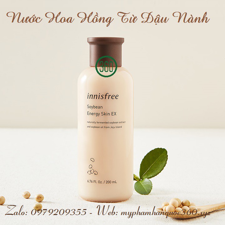 [mẫu mới] Nước Hoa Hồng Từ Đậu Nành Lên Men Innisfee Soybean Energy Skin Ex. 200ml