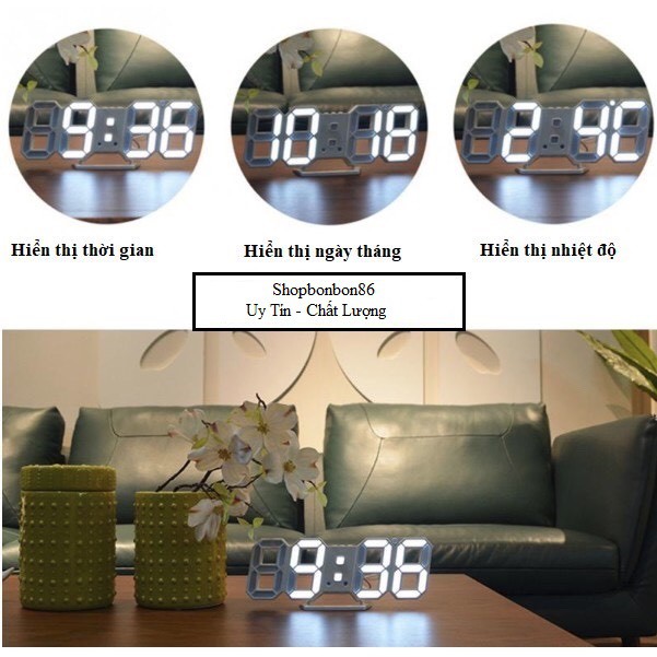 [ Hàng Chính Hãng ] Đồng hồ LED 3D treo tường, để bàn thông minh TN828 Smart Clock Bền Đẹp