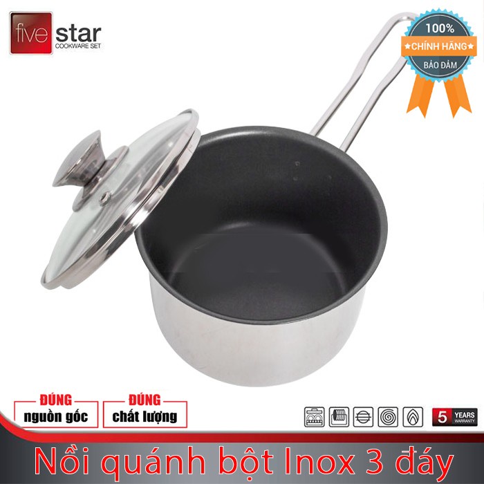 Nồi Quánh Inox Fivestar-Nồi Bột Chống Dính-Inox430-3 Đáy-Đun Bếp Từ tốt,bền,đẹp,chính hãng-giá rẻ