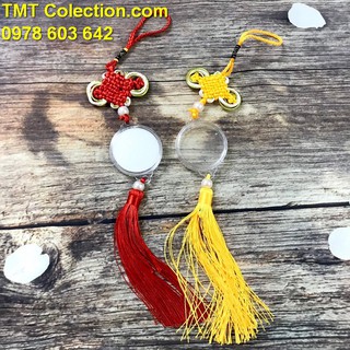 Dây treo đồng xu may mắn, chất liệu là sợi dây thừng kết nút như ý, hộp đựng xu bằng nhựa acrylic- SP000844