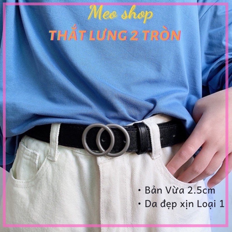 Dây nịt 2 HÌNH TRÒN Nam Nữ Unisex độc đáo - THẮT LƯNG TRÒN ĐÔI NAM NỮ DA CAO CẤP SIÊU DÀY ĐẸP BẢN VỪA DÂY ĐEN