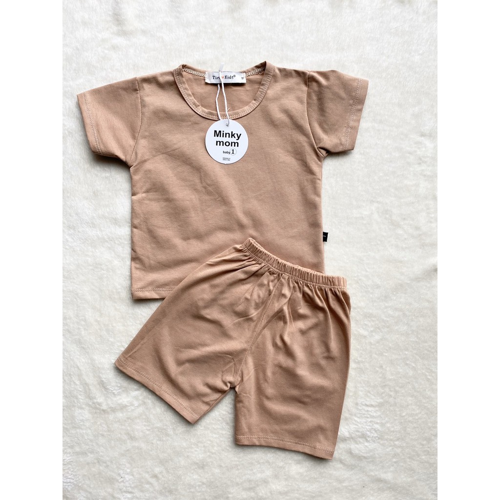 Bộ Cộc Tay Cotton Co Giãn Màu Trơn Cực Đẹp cho bé trái/gái QATE9