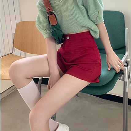 Quần Short Denim Lưng Cao Thời Trang Mùa Hè Cho Nữ