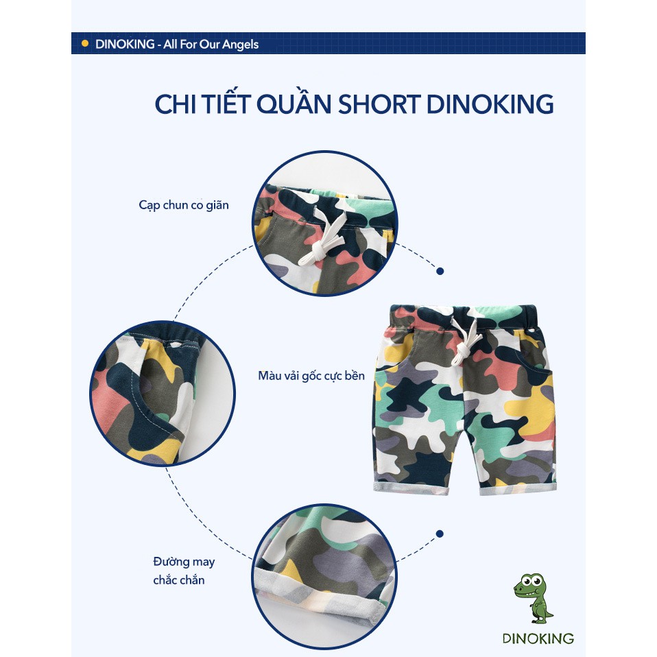 Quần Short bé trai DINOKING Quần đùi cho bé 2 - 8 tuổi chất thun cotton hè mềm mịn QS03