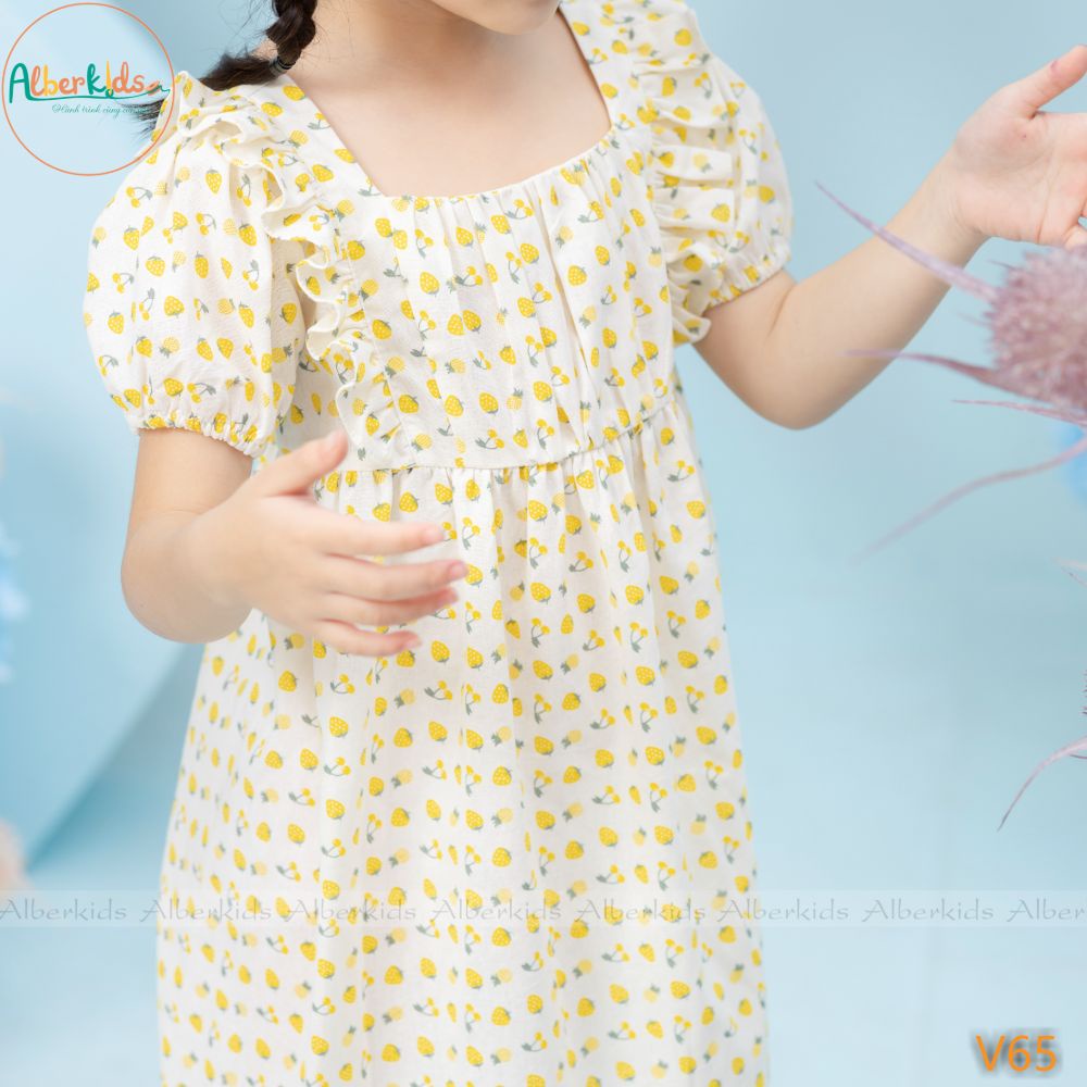 Váy bé gái ALBER họa tiết quả cam công chúa xinh đẹp cho trẻ em 2,3,4,5,6,7,8,9,10,11,12 tuổi [V65]