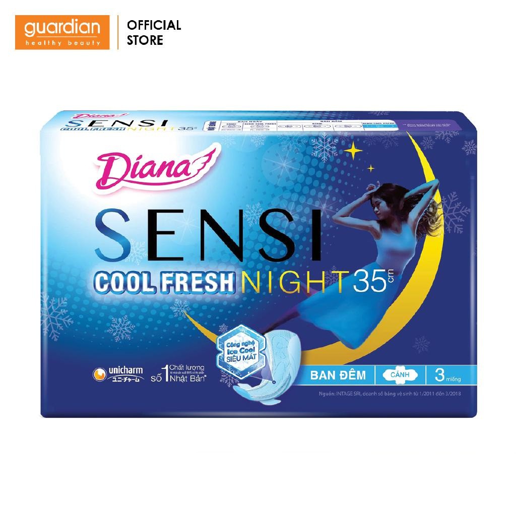 Băng vệ sinh Diana Sensi Night Cool 35cm có cánh (3 miếng)