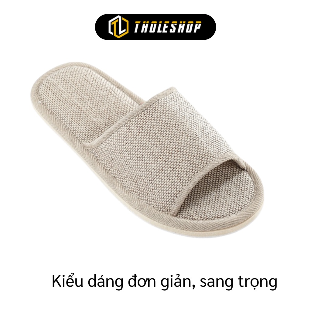 Dép Đi Trong Nhà - Dép Vải Lanh Đế Cao Su Đi Trong Khách Sạn, Spa Không Trơn 8931