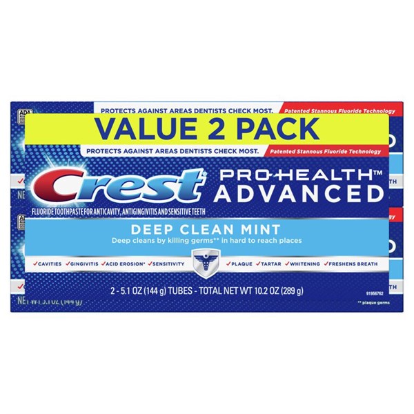 Kem đánh răng Crest Pro-Health Advanced Deep Clean Mint Toothpaste, 5.1 oz, Gói 2 cái