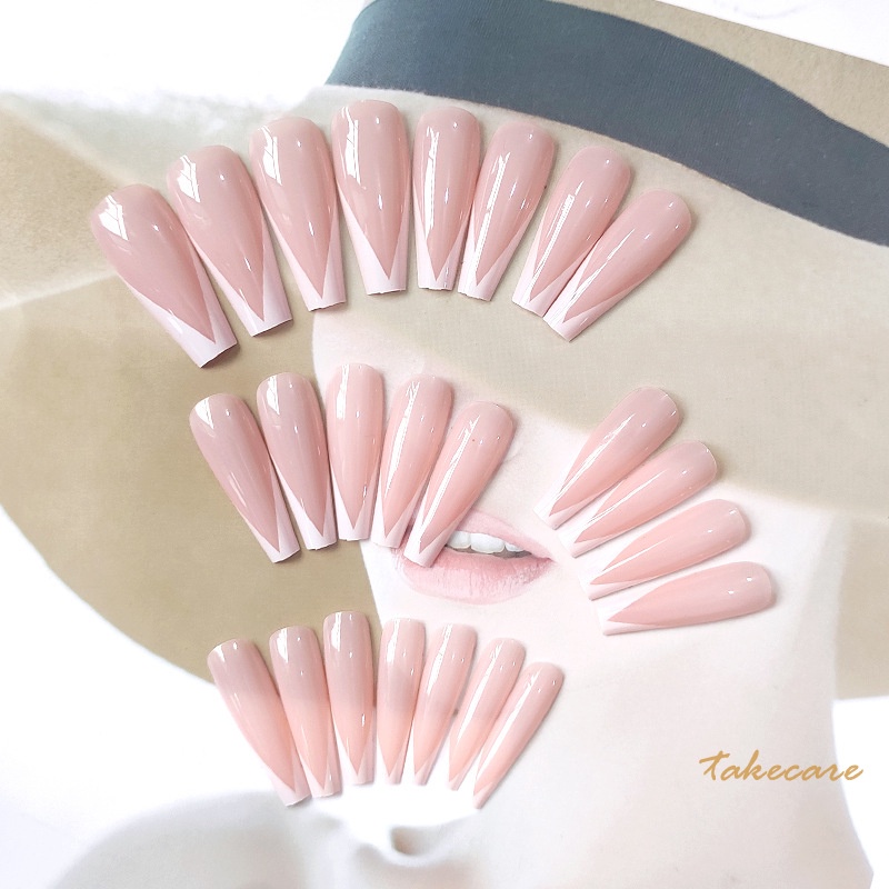(Hàng Mới Về) Set 24 Móng Tay Giả Đầu Vuông Siêu Dài Thời Trang