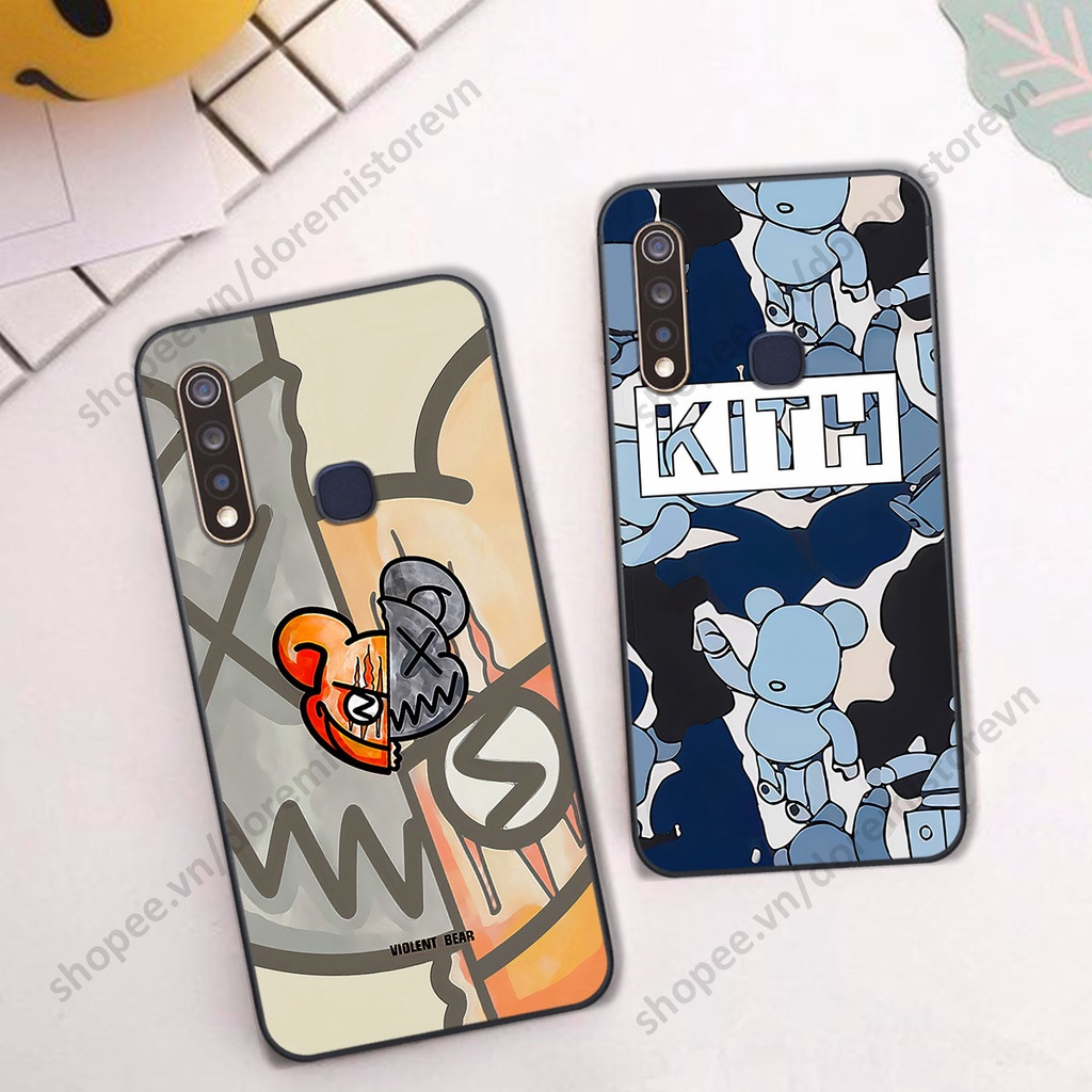 Ốp lưng Vivo Y19 / U3 hình kaws, kith, bear brick nổi 3D phong cách độc đáo
