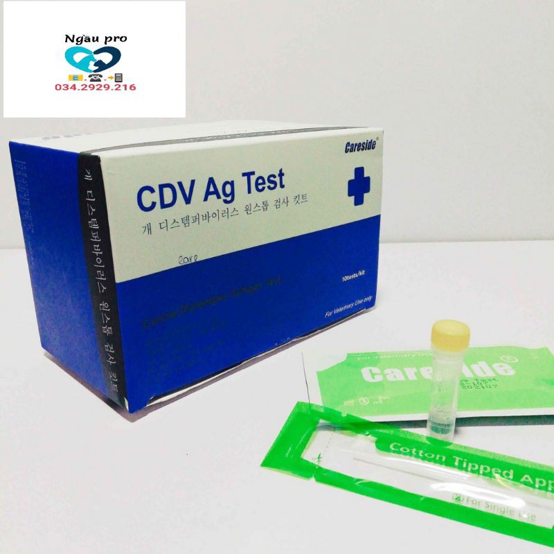 Que test xét nghiệm chuẩn đoán nhanh bệnh care CDV và Parvo CPV chó kit Careside hàn quốc