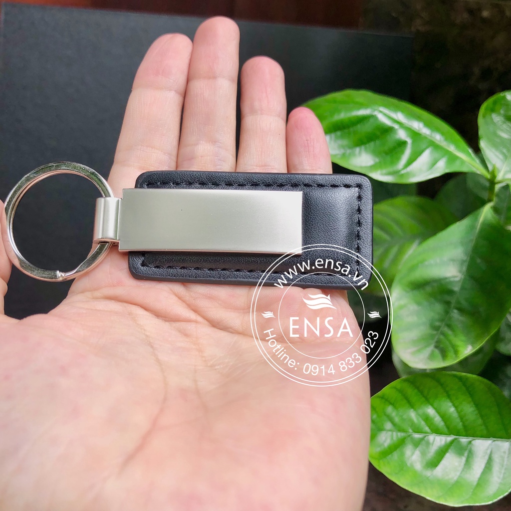 Móc khoá da và kim loại khắc tên/logo theo yêu cầu