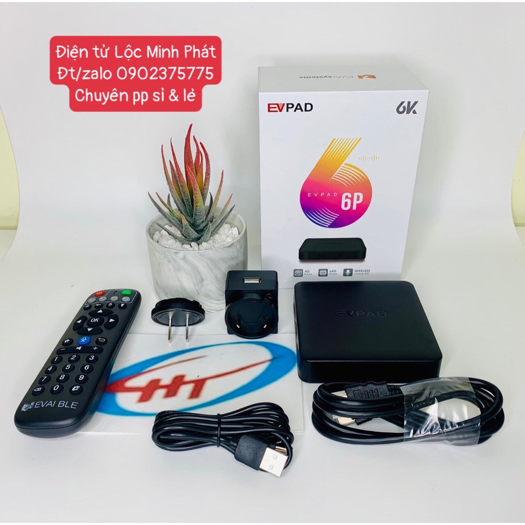 ưu đãi cực lớn Tivi box EVPAD 6P Ram 4G + Rom 64G Android 10.0 Xem Truyền Hình Quốc Tế Miễn Phí Có Remote Hỗ Trợ Voice