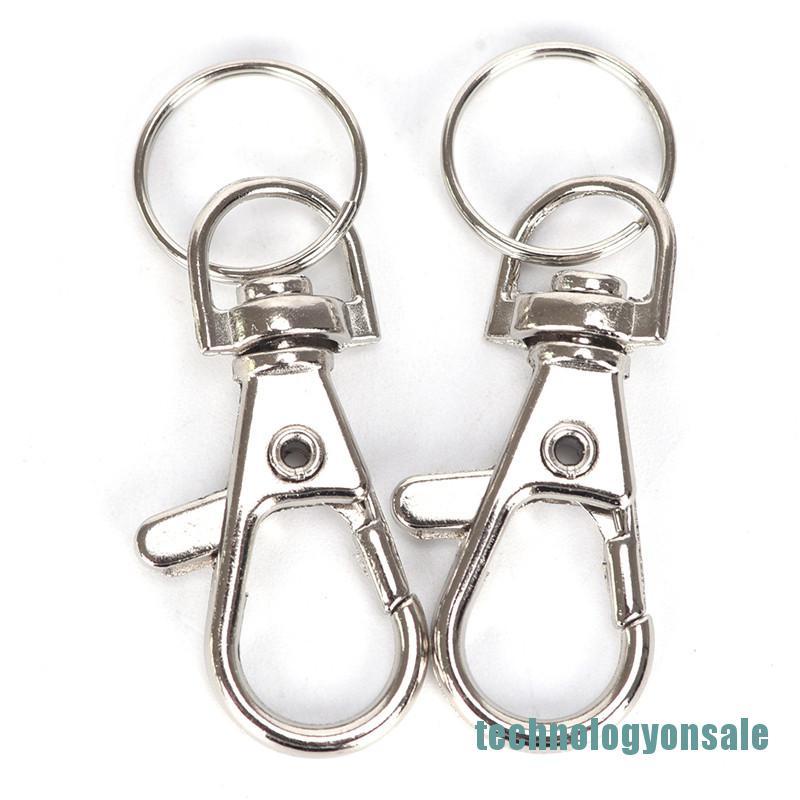 Bộ 10 cái móc khóa kẹp tôm hùm màu bạc có khớp xoay tiện lợi