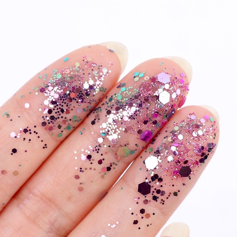 1 Hộp Kim Sa Lục Giác Màu Gradient Lấp Lánh Trang Trí Móng Tay DIY