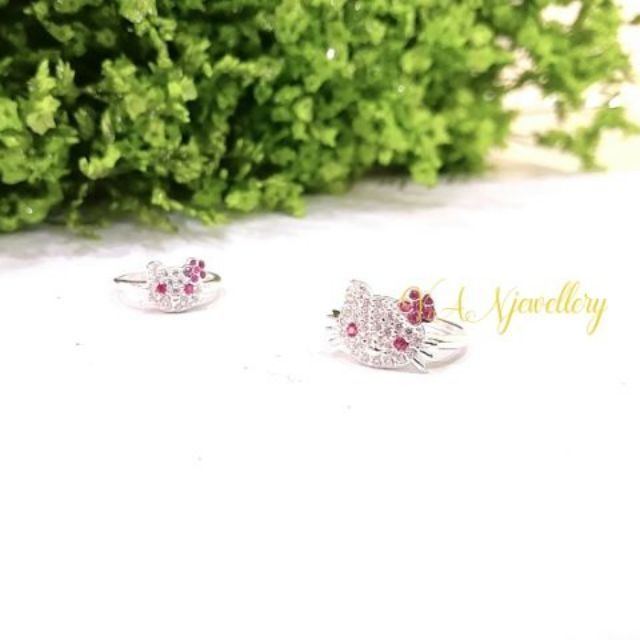 Nhẫn bạc nhẫn mèo hello kitty bạc ta cho bé _ Van jw