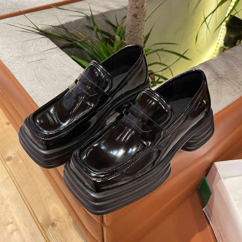Giày Lười Da Đế Dày Mũi Vuông Phong Cách Nhật Bản Thời Trang Hè Cho Nữ
