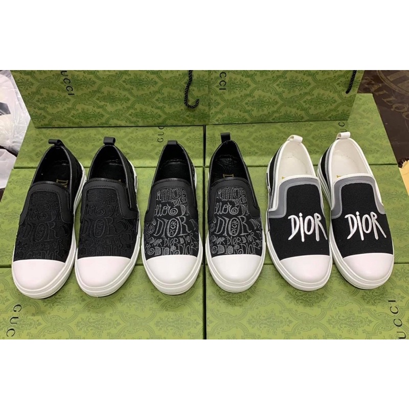Giày slipon Dior hoạ tiết cực đẹp -Chữ dior thêu hot hit