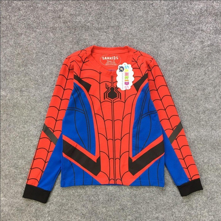 Bộ quần áo siêu nhân người nhện dài tay kèm mặt nạ và bao tay cho bé trai DT16