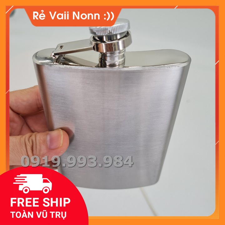 Bình đựng rượu bằng inox không logo dung tích 500 ml tặng phễu
