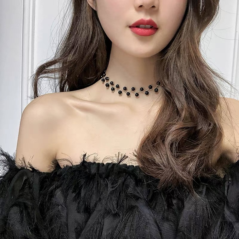 Vòng Cổ Choker Đính Hạt Ngọc Trai Đơn Giản Thời Trang