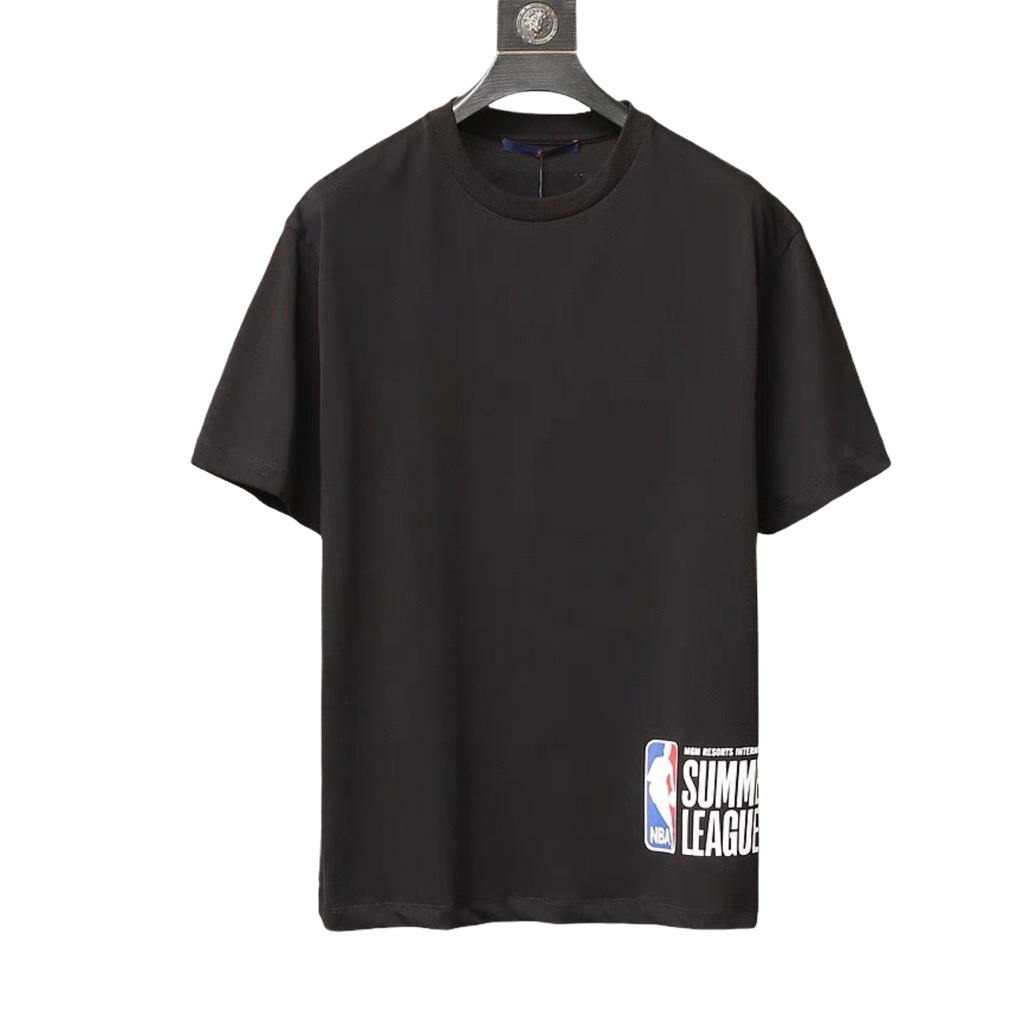 Áo thun cotton nguyên chất in logo LV đơn giản hợp thời trang cho nam và nữ S-5XL