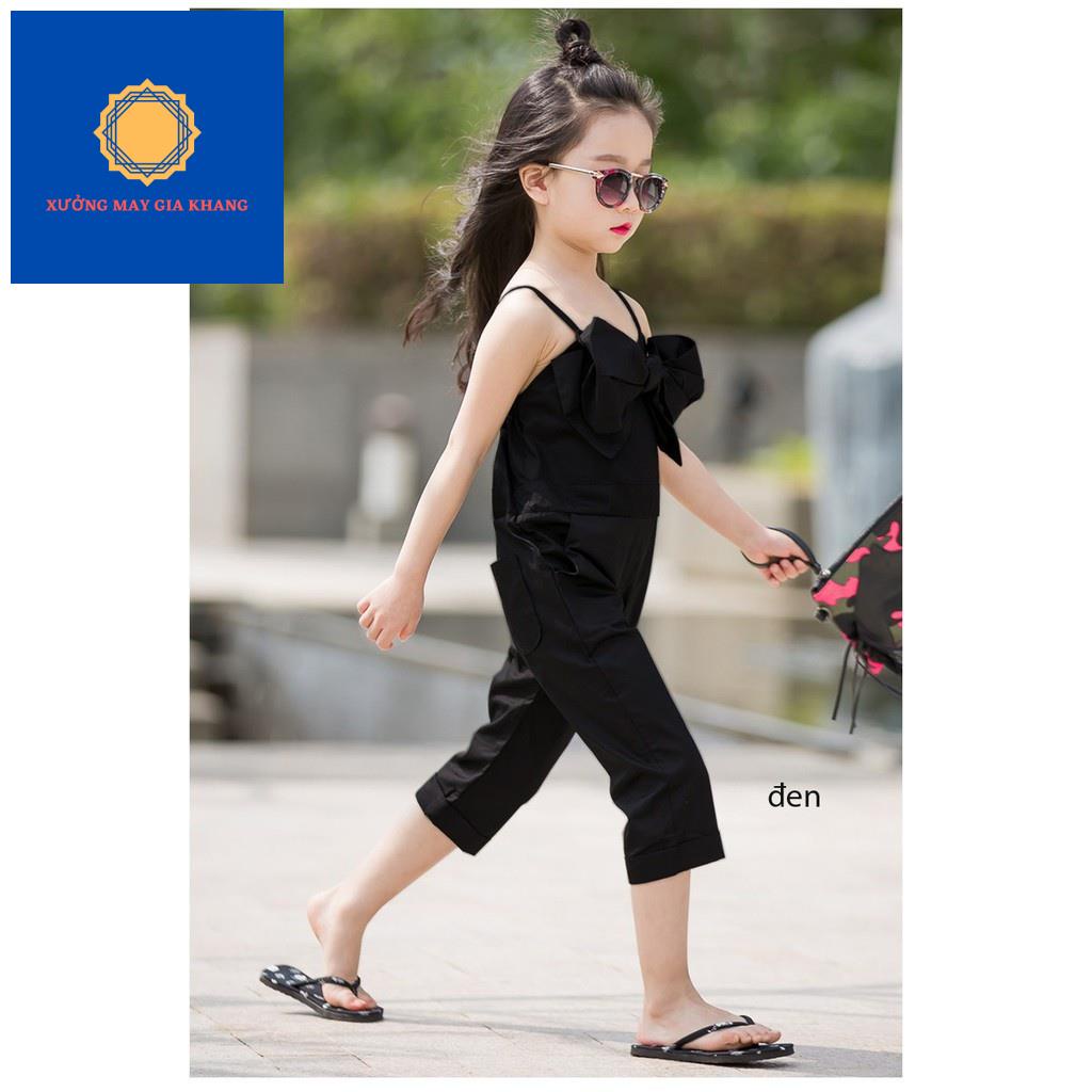 MS: 190420 - Jumsuit dây cho bé gái sành điệu, với chiếc nơ to được đính trước ngực lạ mắt - Quần áo trẻ em
