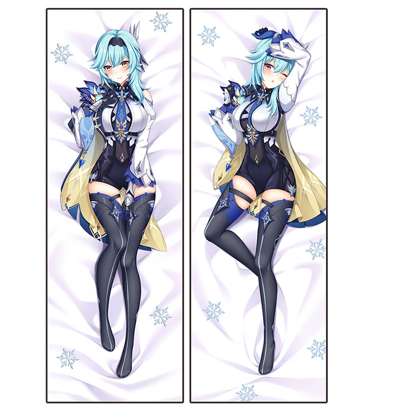 60x180cm Eula Vỏ Gối Nữ Thoáng Mát Genshin Tác Động Eula Trang Phục Da Đào Dakimakura Gối Ôm Thân Gố
