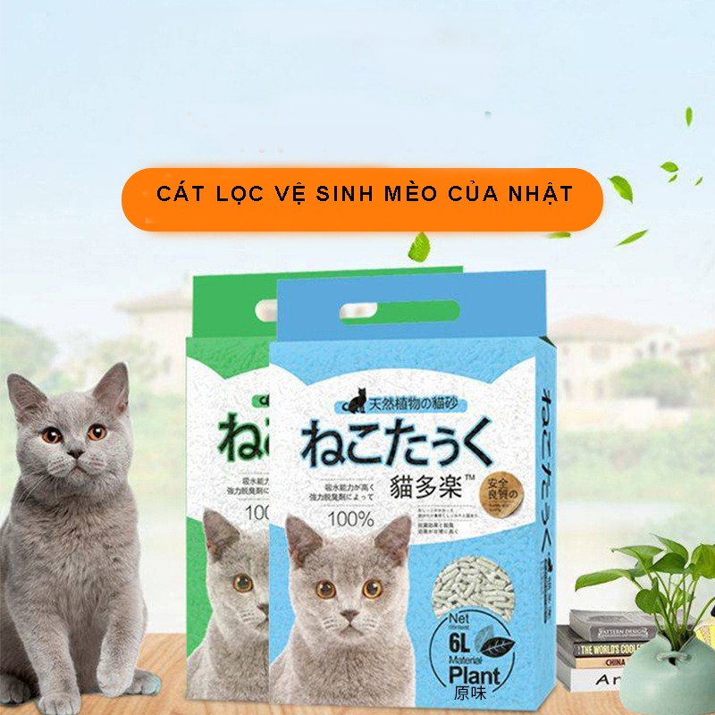 Cát vệ sinh mèo đậu nành mùi Trà xanh , than hoạt tính loại 6L