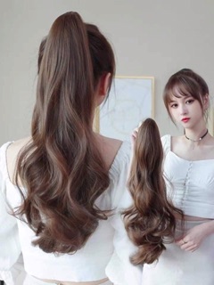 Tóc giả cột xoăn sóng dài