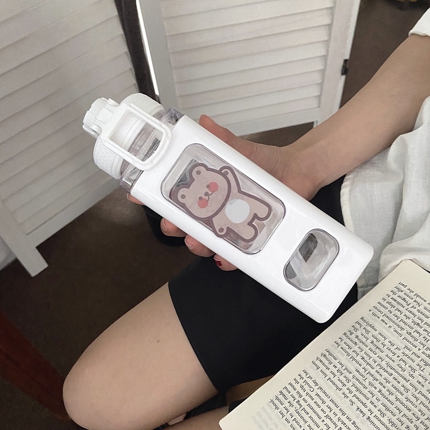 Bình Nước Nhựa Hình Vuông Chịu Nhiệt Độ Cao 900ml