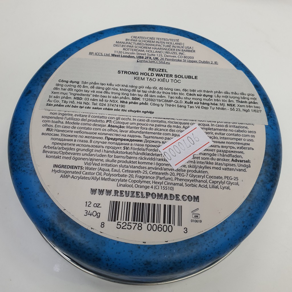 SÁP REUZEL GIỮ NẾP CỨNG ĐỘ BÓNG CAO BLE STRONG HOLD WATER SOLUBLE 35G-113G-340G