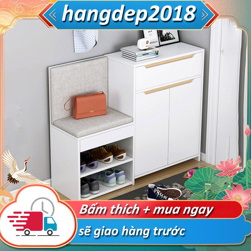 Tủ giày nhiều ngăn có cánh tủ có đệm ngồi thay giày dép tiện lợi chất liệu cao cấp độ bền cao FU207