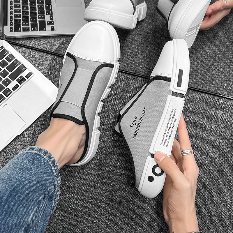 Giày hở gót bằng vải canvas thoáng khí kiểu dáng thời trang mùa hè cho nam Ttg099