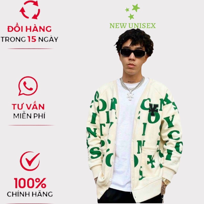 Áo Khoác Nỉ Cadigan Nam Nữ Phối 2 Túi Hộp Cùng Chữ Thời Trang Cực Teen Mẫu Mới Hot Trend