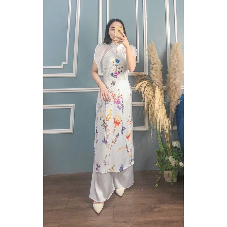 ÁO DÀI THIẾT KẾ HOA TAY BÈO