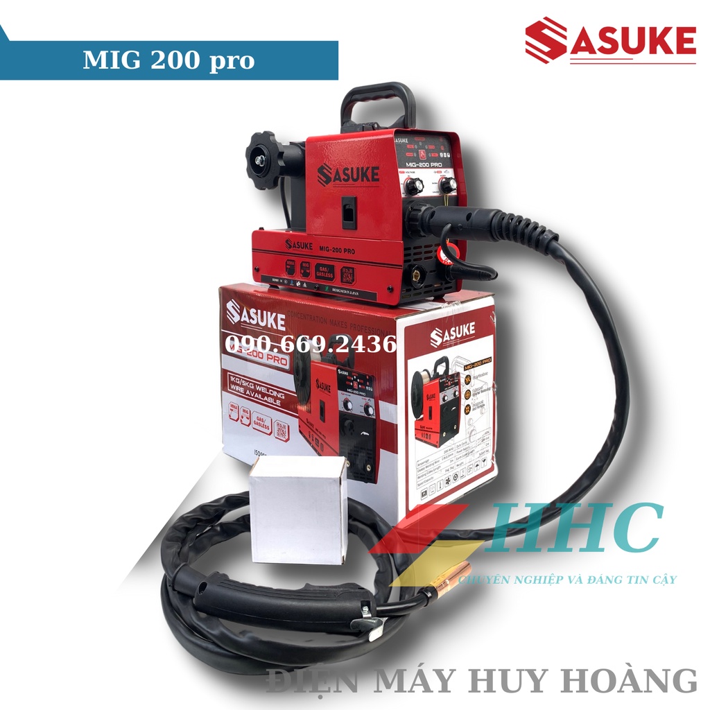 Máy hàn mig mini SASUKE 200 pro 2021 cho thợ chuyên nghiệp sử dụng cuộn dây 1kg và 5kg, tặng dây mig rời 3m