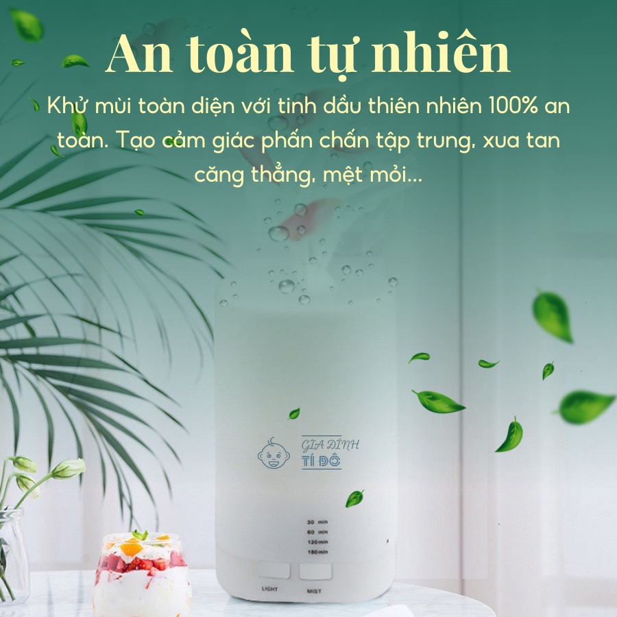Máy Xông Tinh Dầu, Phun Sương Nano Dùng Cho Ô Tô, Phòng Ngủ Nhỏ, Bàn Làm VIệc có Đèn Led 7 Màu Dung Tích 120ml