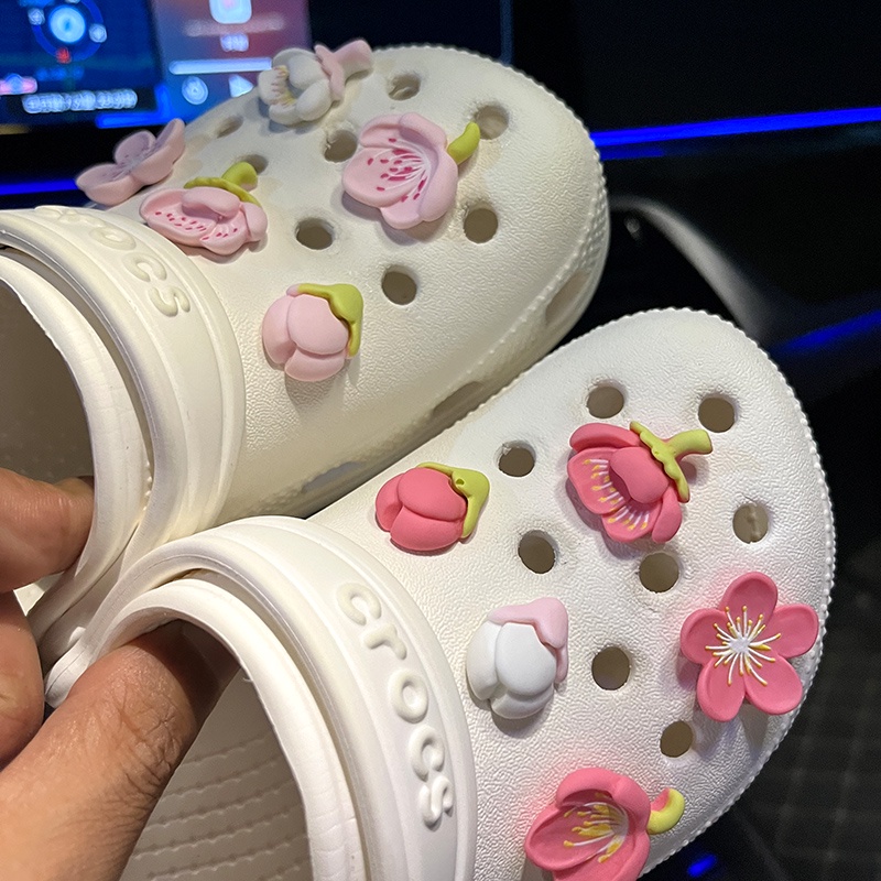 Khóa Giày Crocs Hình Hoa Anh Đào Nở Mùa Hè Tươi Mới Diy