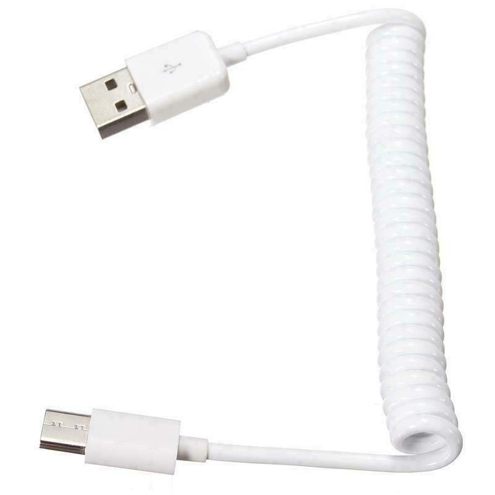 Cáp sạc nhanh GLENES dây lò xo cổng Micro USB Type C màu trắng/đen dài 1m