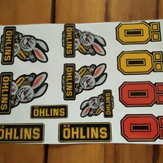 Bộ tem nổi Thỏ Ohlins trang trí xe
